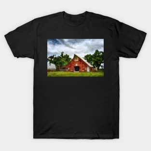 Country Summer With Old Red Barn textured photograph T-Shirt